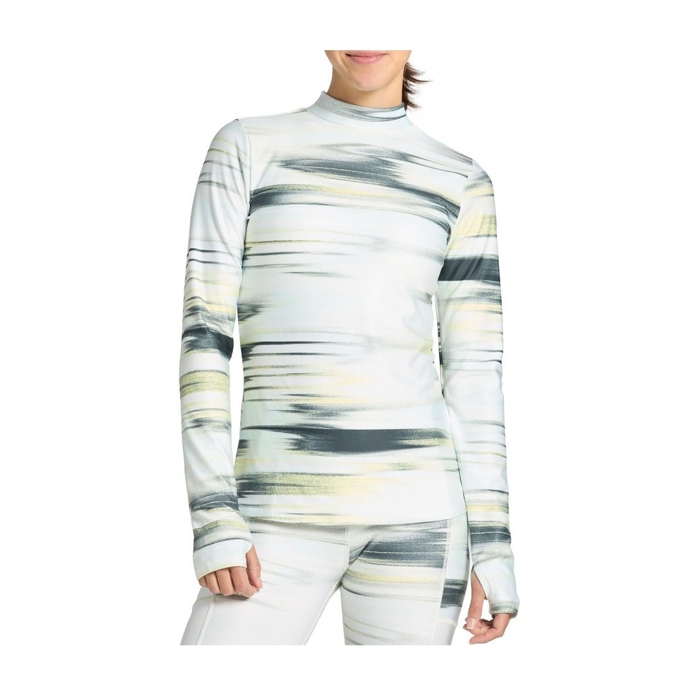 New DSG Womens XS Linear Glare White CWC Mock Neck Long Sleeve Top NWT